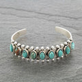 Marquise Turquoise Antiqued Silver Open Cuff