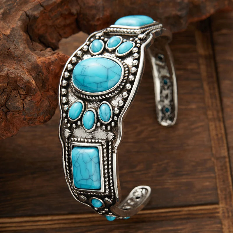 Wide Southwestern Turquoise Statement Cuff Bracelet
