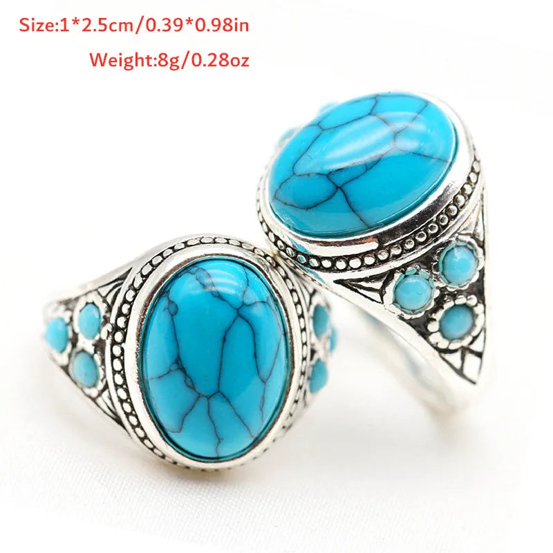 Oval Turquoise Antiqued Silver Statement Ring