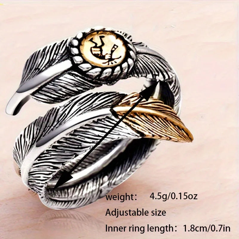 Two-Tone Feather Wrap Ring