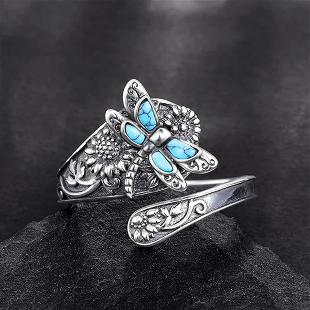 Turquoise Dragonfly Wrap Ring