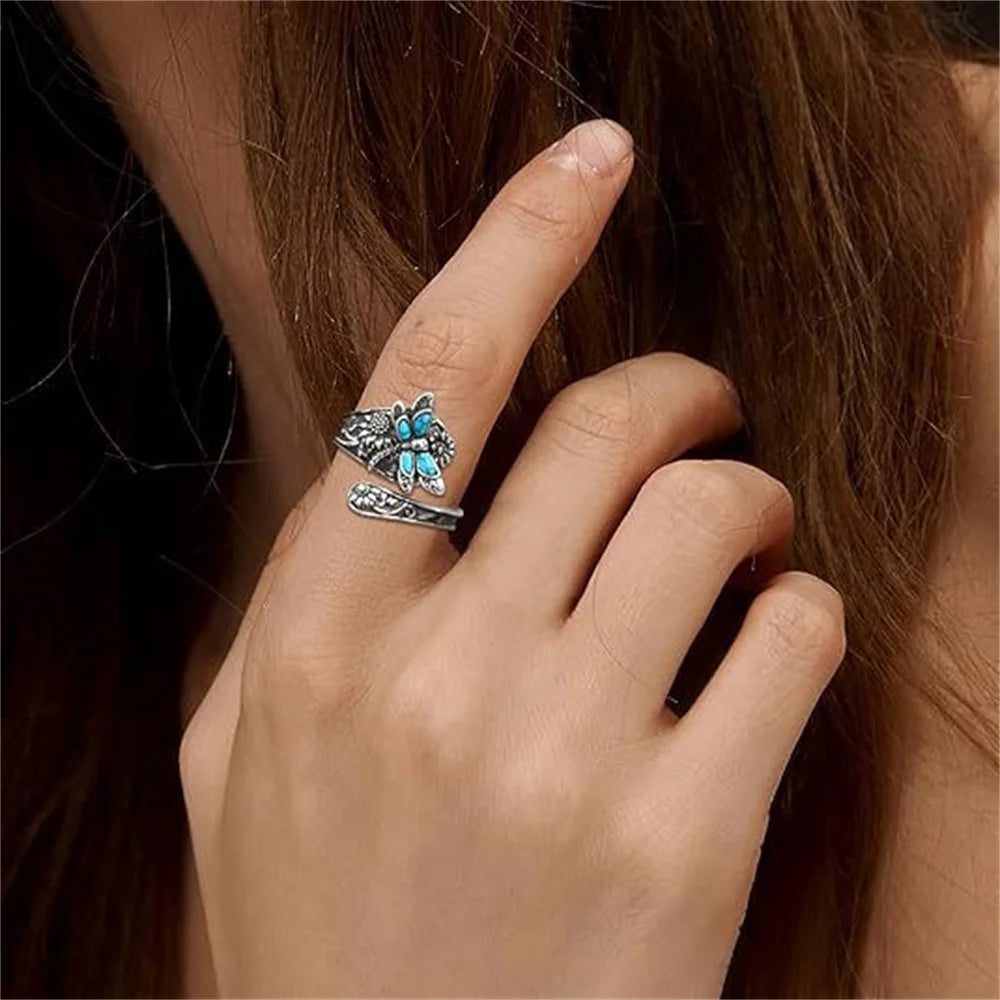 Turquoise Dragonfly Wrap Ring