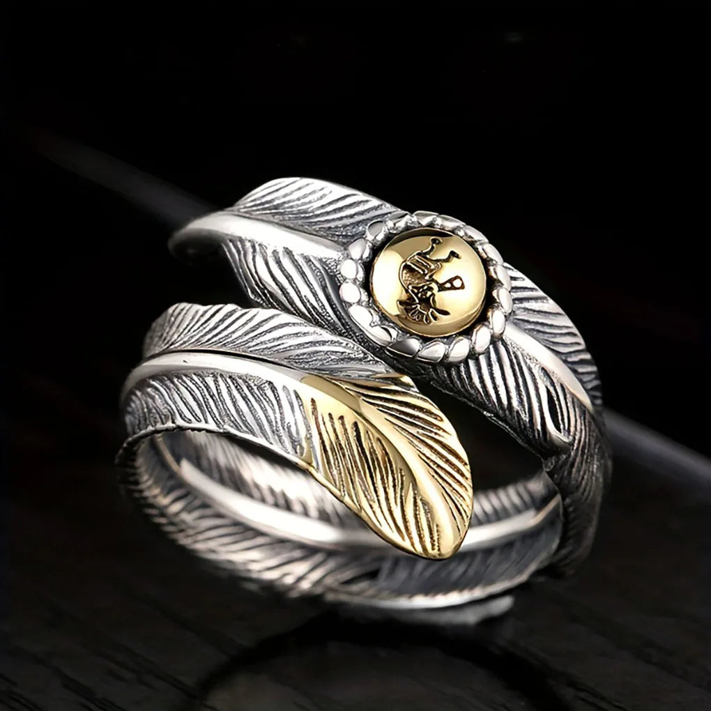Two-Tone Feather Wrap Ring