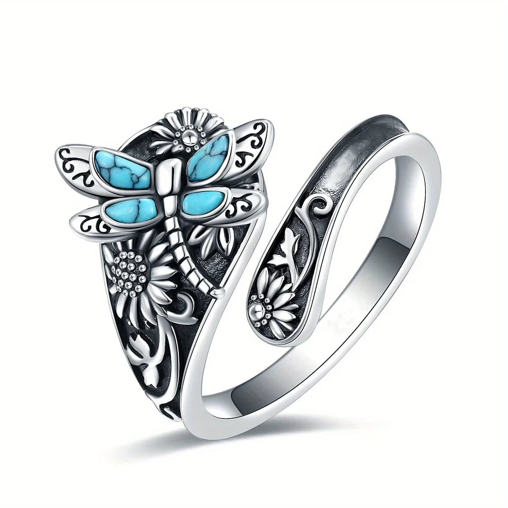 Turquoise Dragonfly Wrap Ring