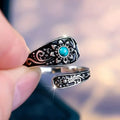 Turquoise Flower Scroll Wrap Ring