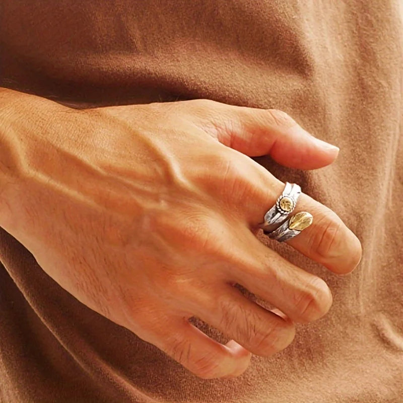 Two-Tone Feather Wrap Ring