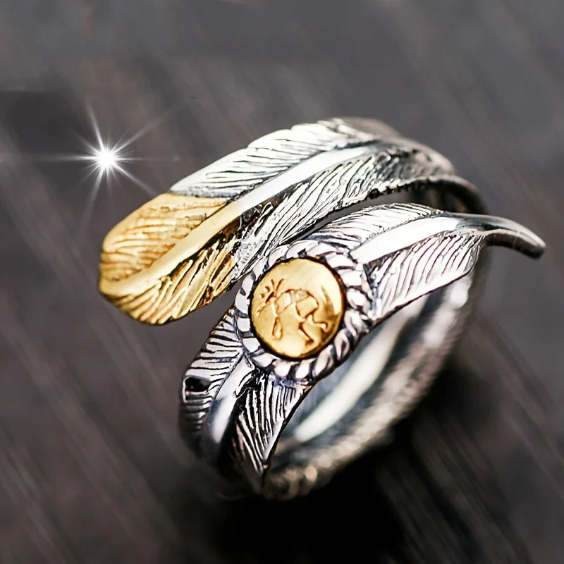 Two-Tone Feather Wrap Ring