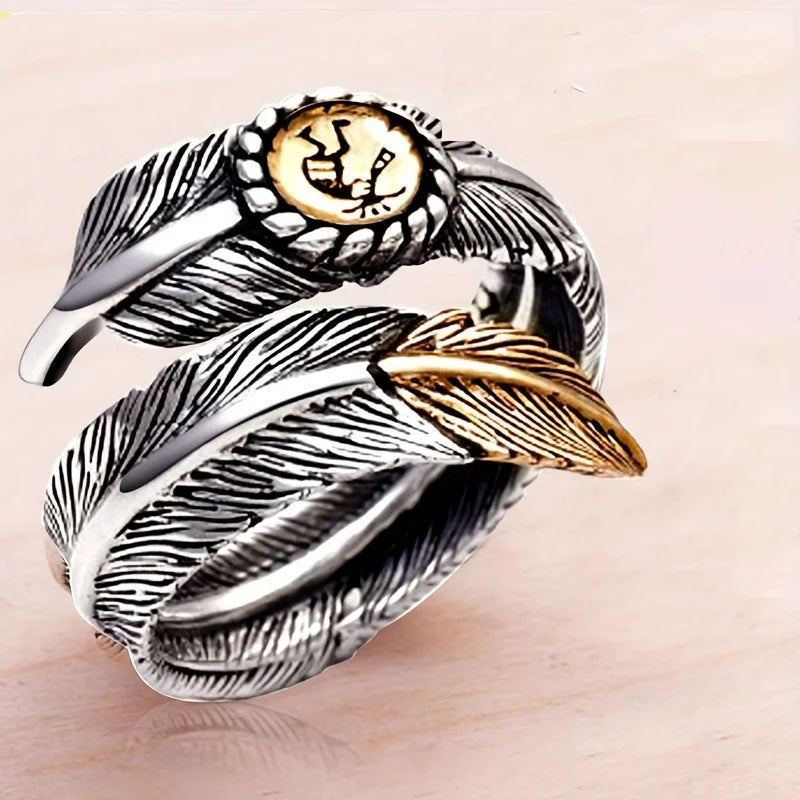 Two-Tone Feather Wrap Ring