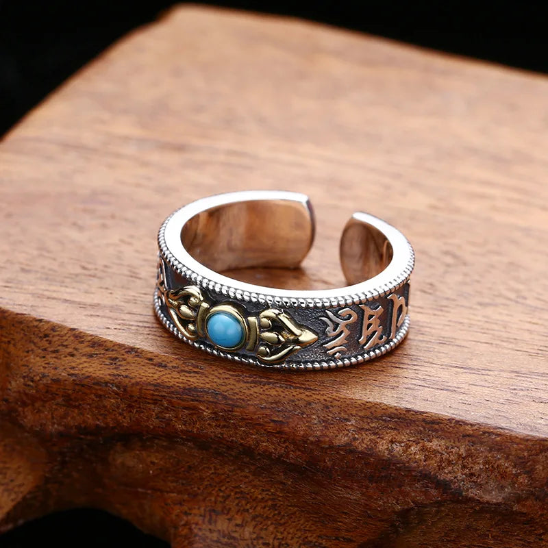 Two-Tone Turquoise Open Band Ring