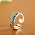 Two-Tone Turquoise Open Band Ring